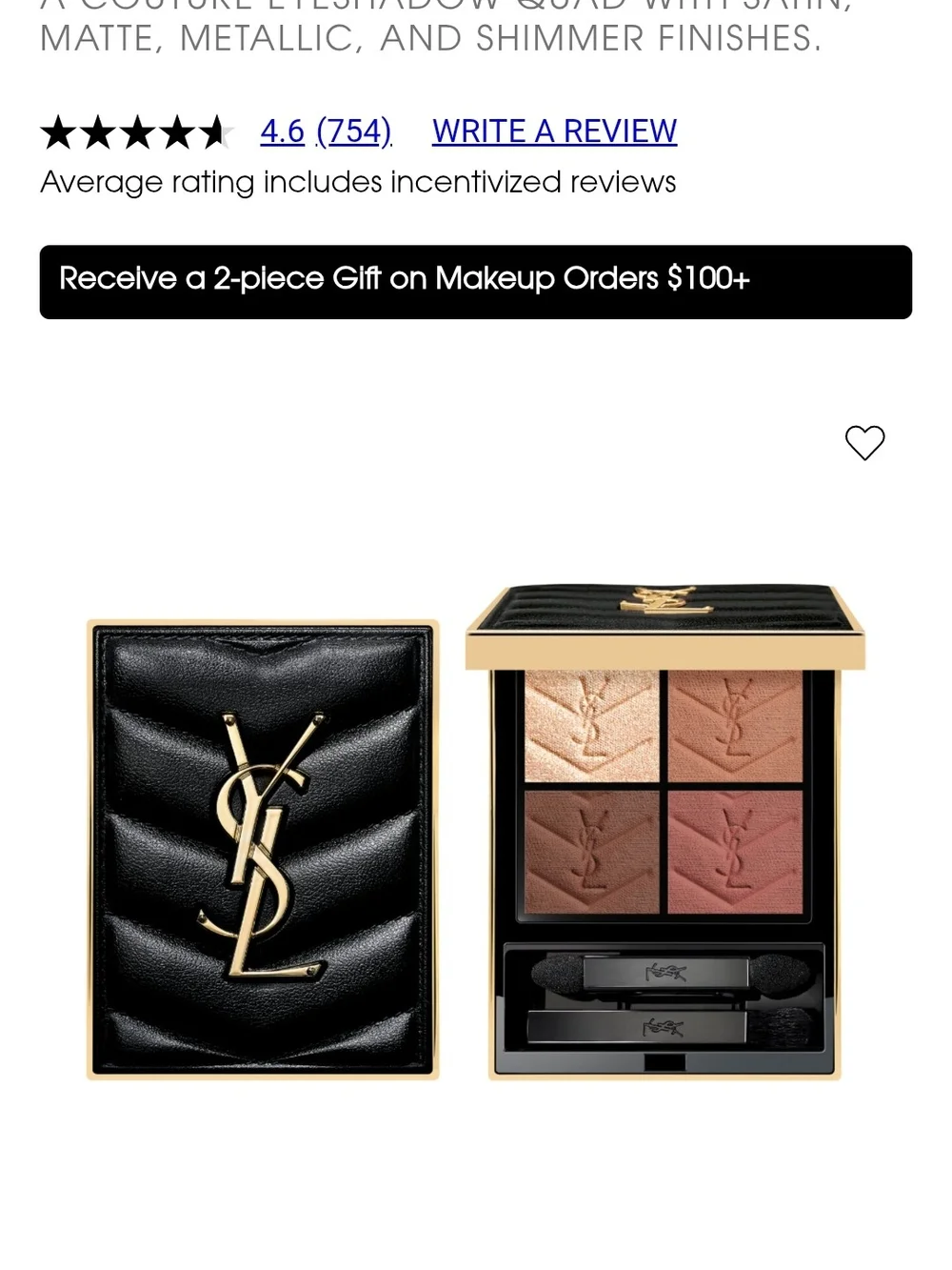 Yves Saint Laurent Eyeshadow Quartet — Champagne, Peach, Bronze, Rose